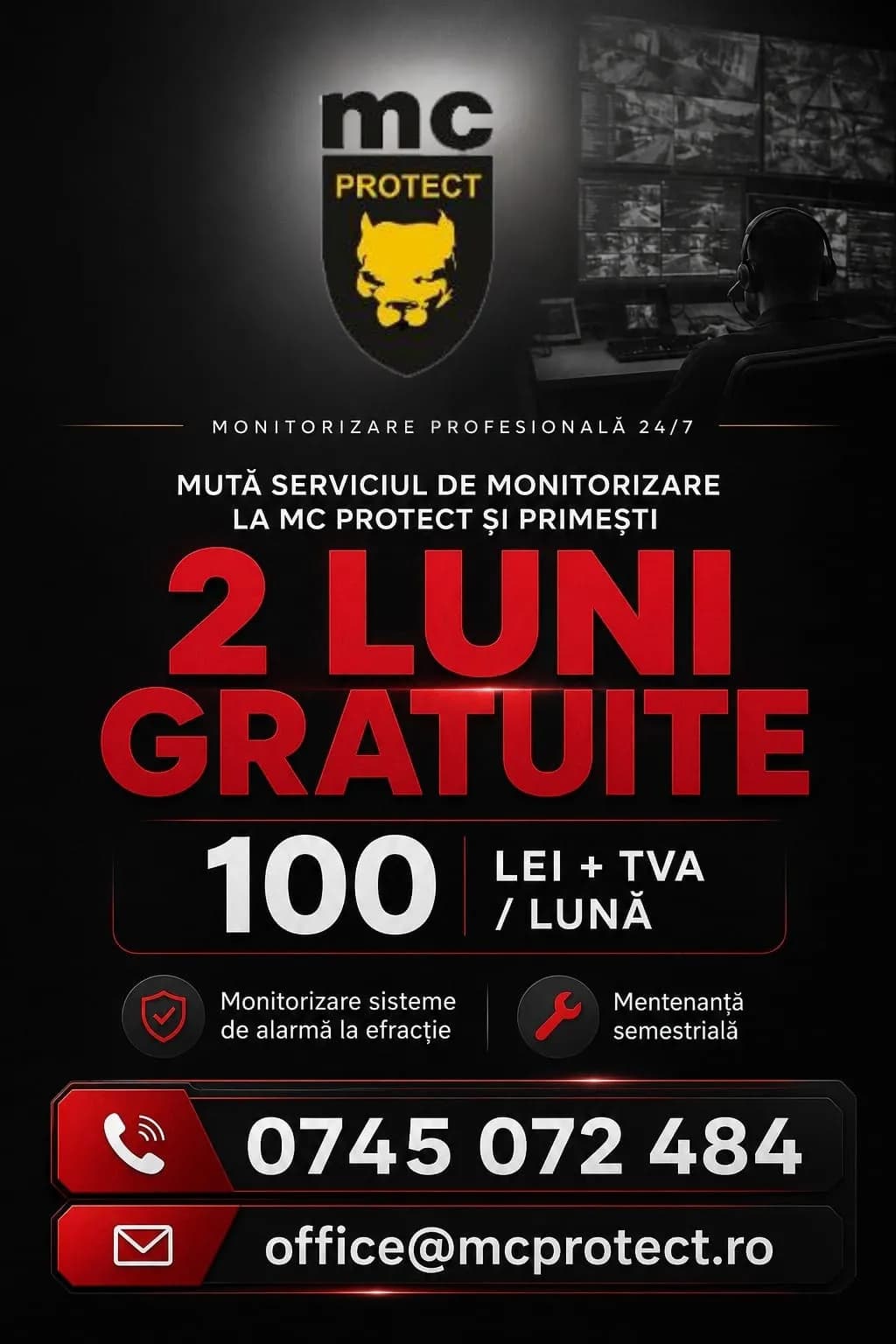 Ofertă MC Protect: două luni gratuite la monitorizarea sistemului de alarmare
